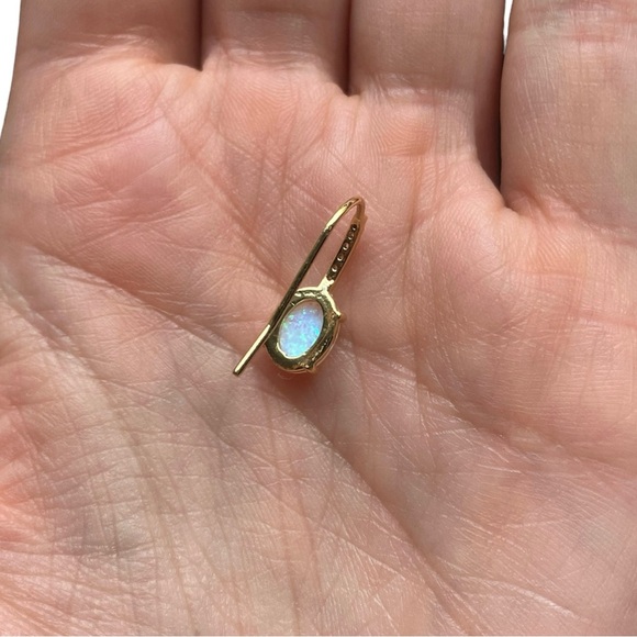 Opal earrings, silver with gold plating, lab diamonds - perfect condition - Picture 4 of 4